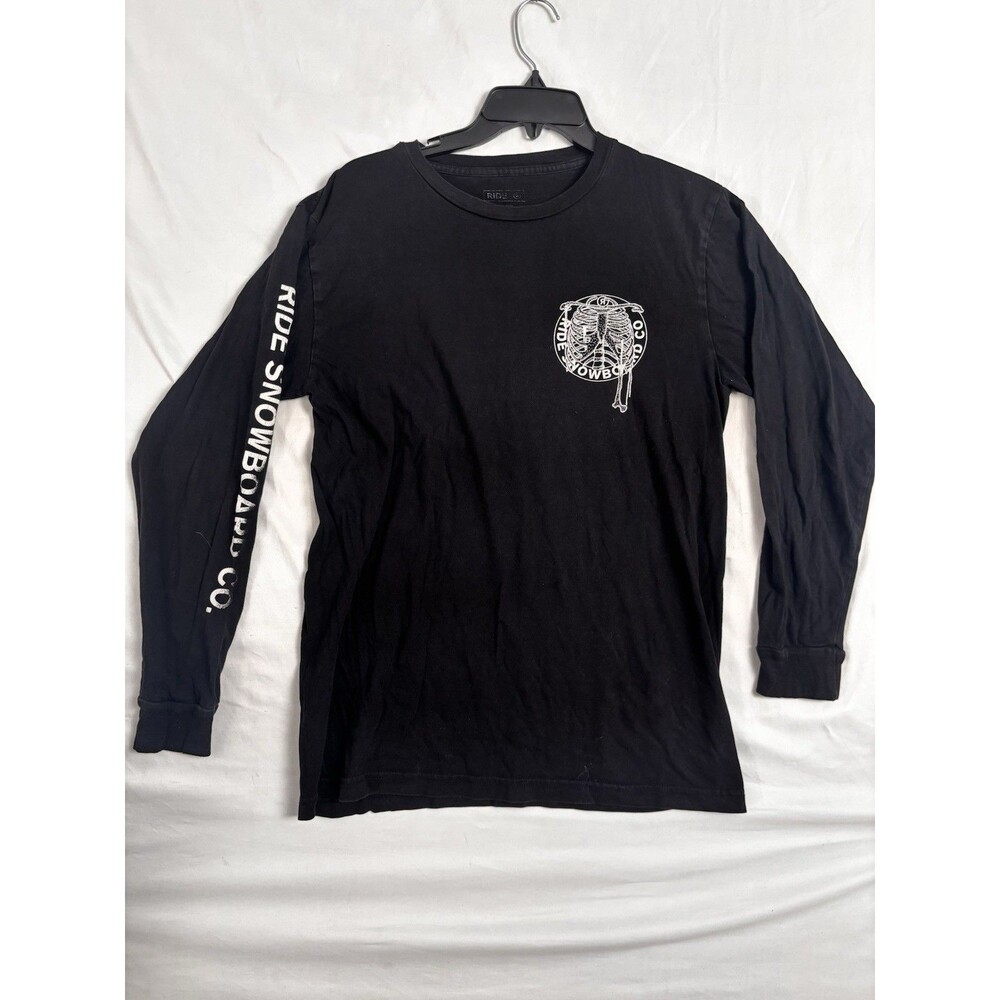 Ride Snowboards Co Skeleton Long Sleeve T Shirt Black Mens Medium Skate Tee